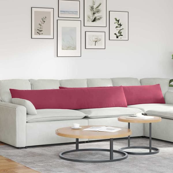 Sofakuddar 2 pcs Vinröd 200 x 40 cm Kordread tyg