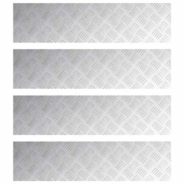 Trappsteg Rektangulär 4 pcs Silver 100 x 25 cm Aluminium