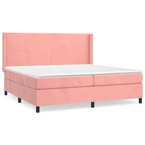 Ramsäng med madrass rosa 200x200 cm sammet