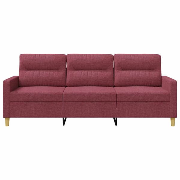 3-sitssoffa vinröd 180 cm tyg