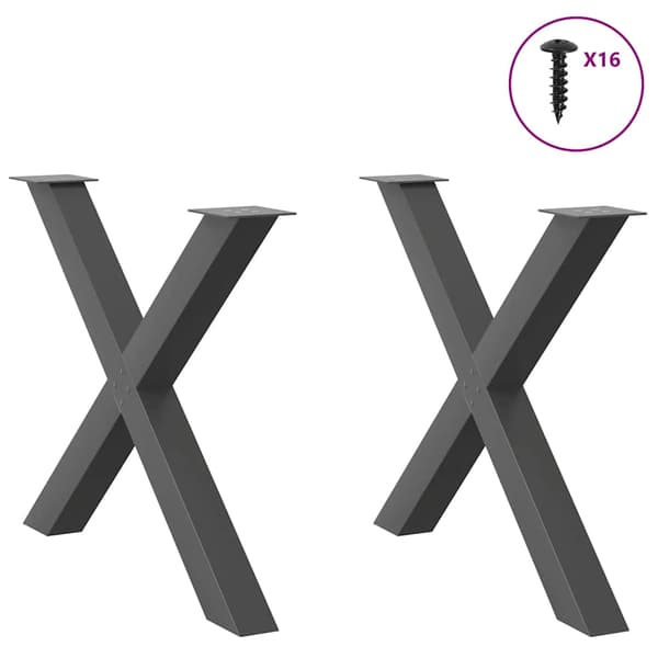 Matbordsben X-formade 2 st antracit 90x(72-73) cm stål