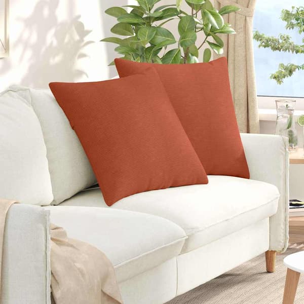 Sofakuddar 2 pcs Röd orange 80 x 80 cm Kordread tyg