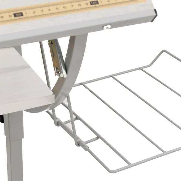 Ritbord vit och grå 110x53x(58-87) cm konstruerat trä och stål