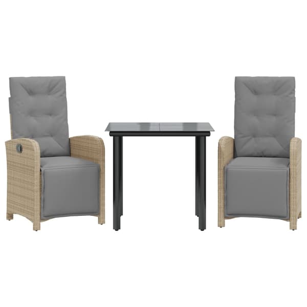 Bistrogrupp med dynor 3 delar beige konstrotting