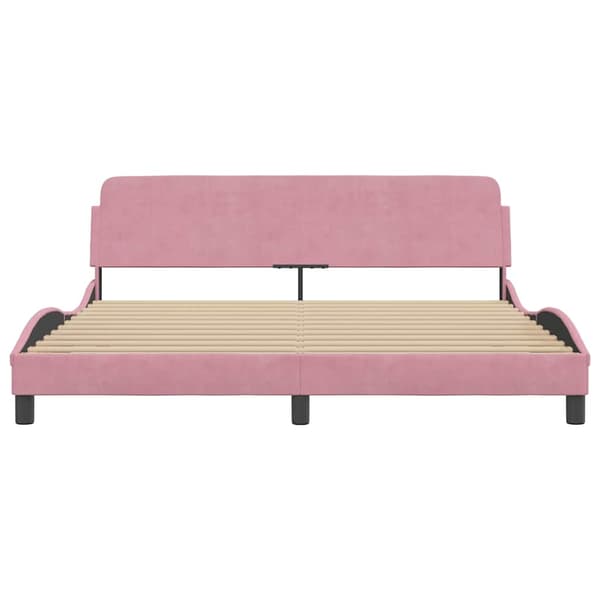 Bed Frame with Headboard "Dover" Pink 180x200 cm Velvet