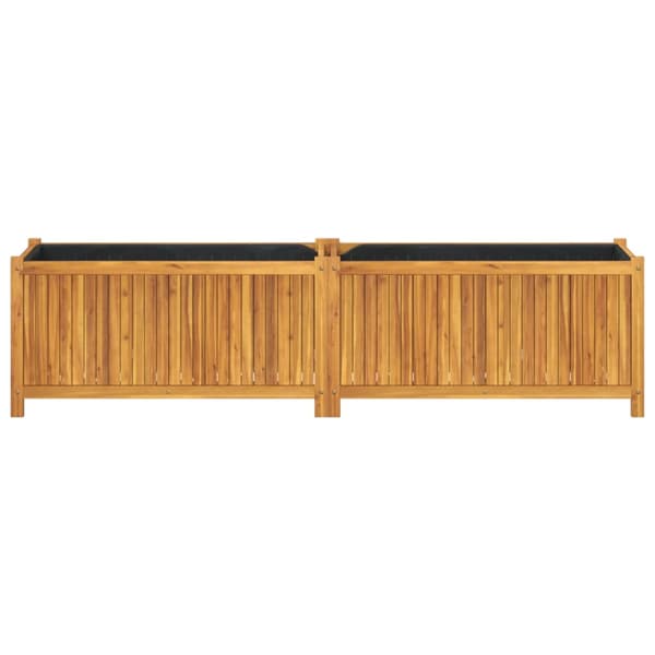 Odlingslåda med foder 199x38,5x50 cm massivt akaciaträ