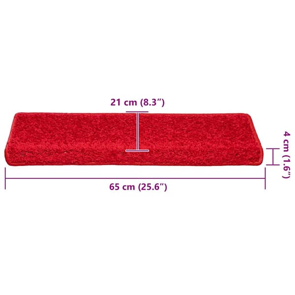 Trappmattor 30 st 65x21x4 cm röda rektangulära kanter