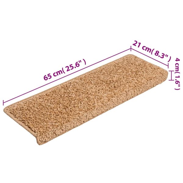 Trappmattor 15 st 65x21x4 cm beige rektangulär kant