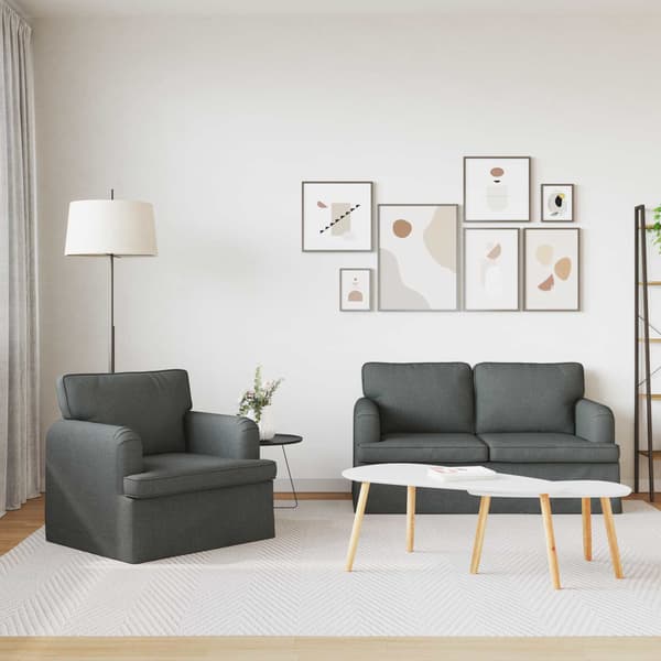 Soffset 2 pcs Mörkgrå 144 x 80 x 85 cm tyg