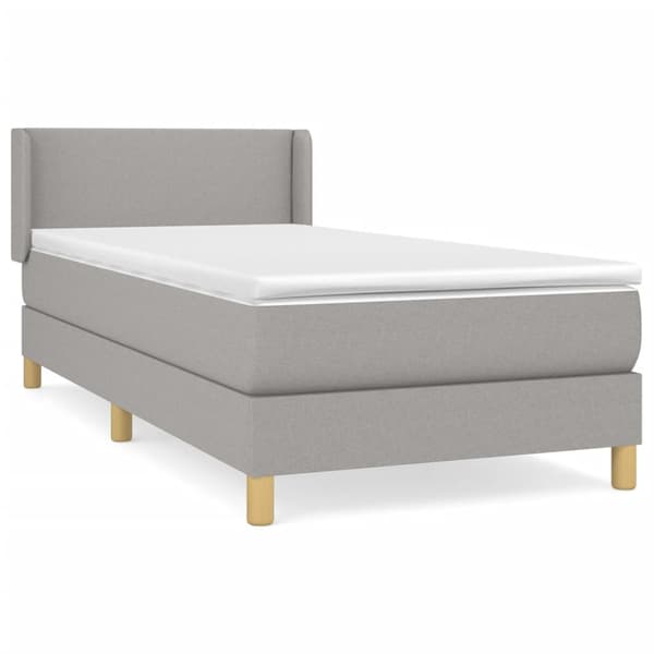 Ramsäng med madrass ljusgrå 100x200 cm tyg