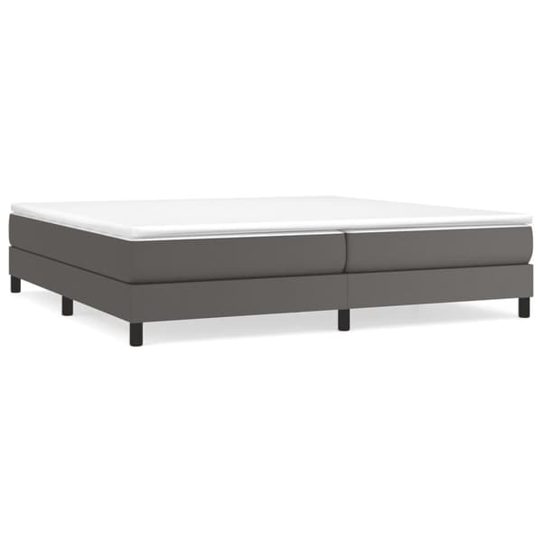 Ramsäng med madrass grå 200x200 cm konstläder