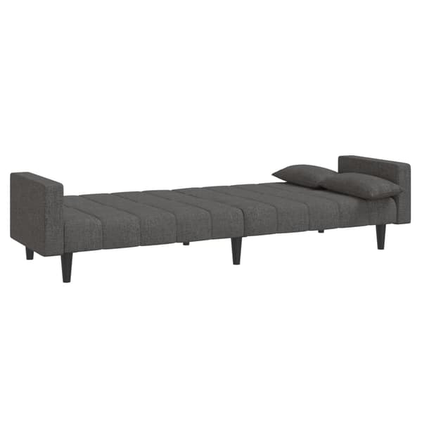 Bäddsoffa 2-sits med två kuddar mörkgrå tyg