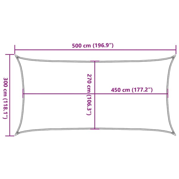 Solsegel 160 g/m² rektangulär sand 3x5 m HDPE