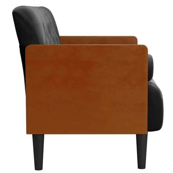 Loveseat soffa med dynor svart 110 cm sammet