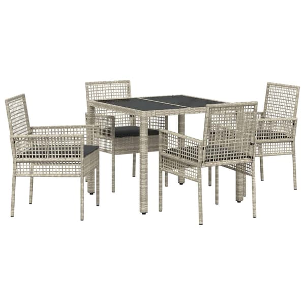 Trädgårdsmöbelset 5 pcs Ljusgrå konstrotting