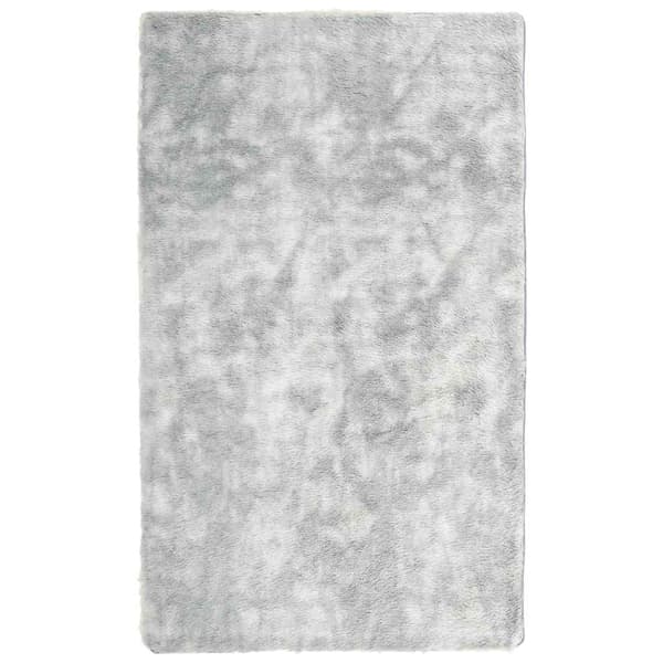 Ryamatta med lång lugg NAVARRA silvergrå 60x100 cm polyester
