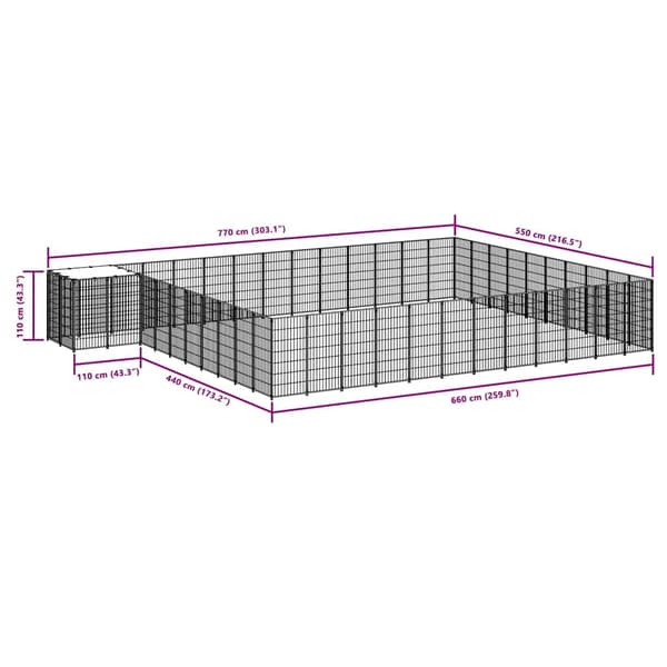 Hundgård silver 37,51 m² stål