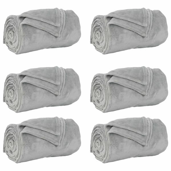 Filtar 6 pcs Grå 150 x 200 cm Fleece