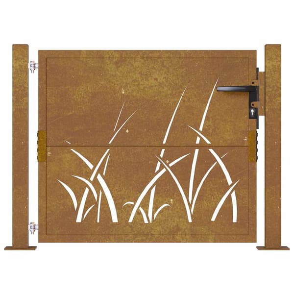 Trädgårdsgrind 100x75 cm cortenstål gräsdesign