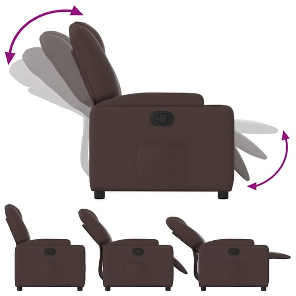 Reclinerfåtölj mörkbrun tyg