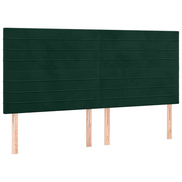 Ramsäng med madrass & LED mörkgrön 160x200 cm sammet