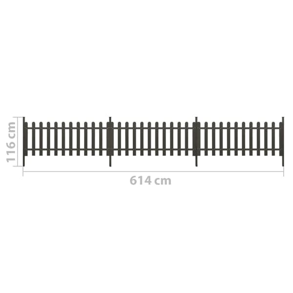 Staket med stolpar 3 st WPC 614x80 cm