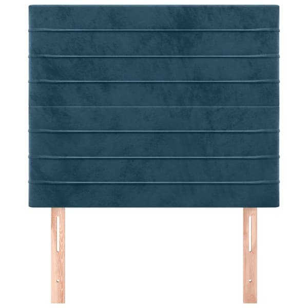 Sänggavel mörkblå 90x5x118/128 cm sammet