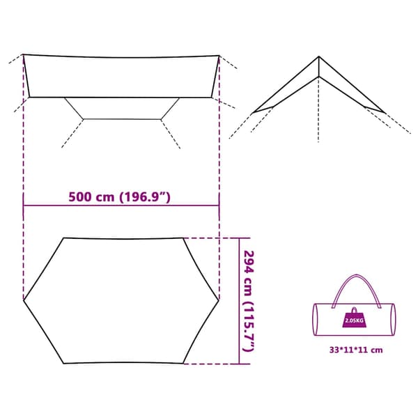 Tarp grön 500x294 cm vattentät