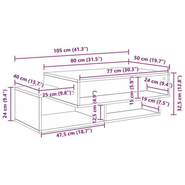 Kaffeebord Vit 105 x 50 x 32,5 cm Konstruerat trä