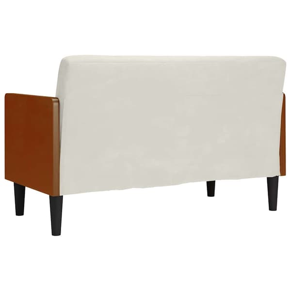 Loveseat soffa med dynor gräddvit 110 cm sammet