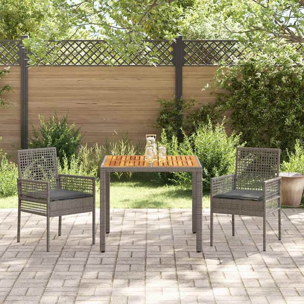 Trädgårdsmöbelset 3 pcs Grå konstrotting