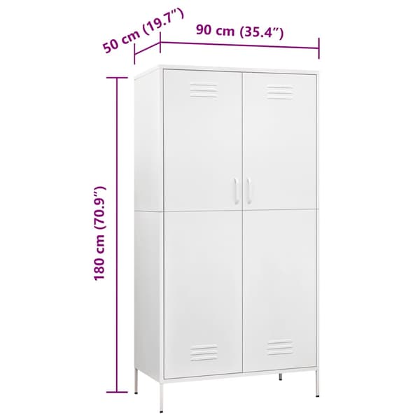 Garderob 90x50x180 cm vit stål