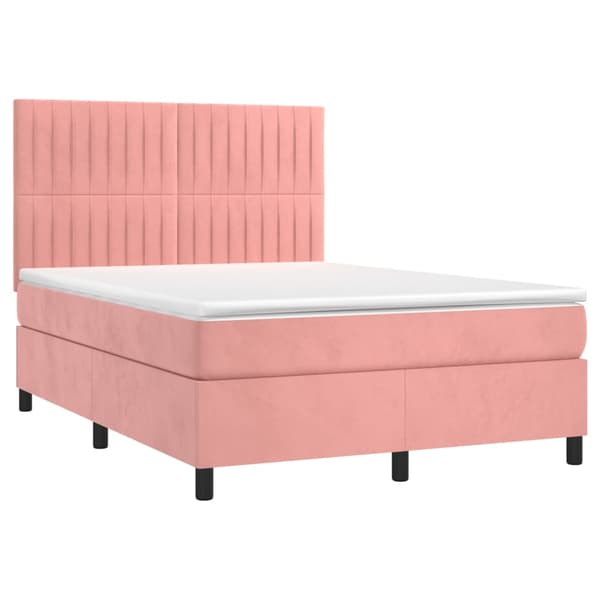 Ramsäng med madrass rosa 140x190 cm sammet