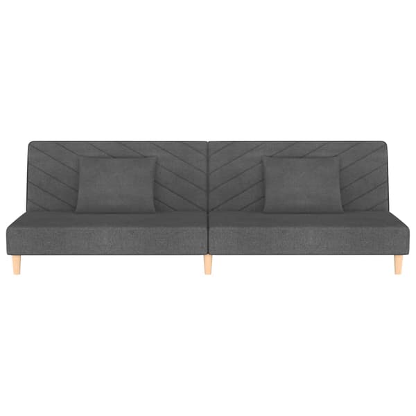 Bäddsoffa 2-sits med två kuddar mörkgrå tyg