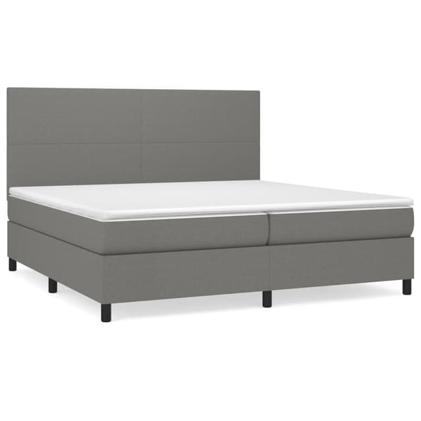 Ramsäng med madrass mörkgrå 200x200 cm tyg