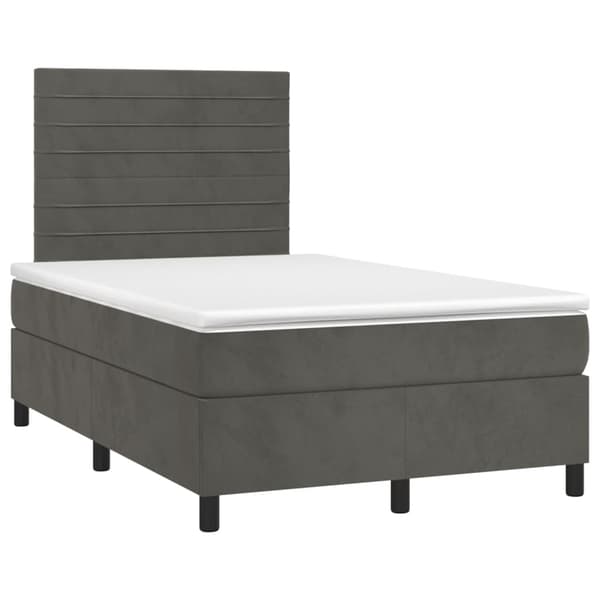 Ramsäng med madrass mörkgrå 120x190 cm sammet