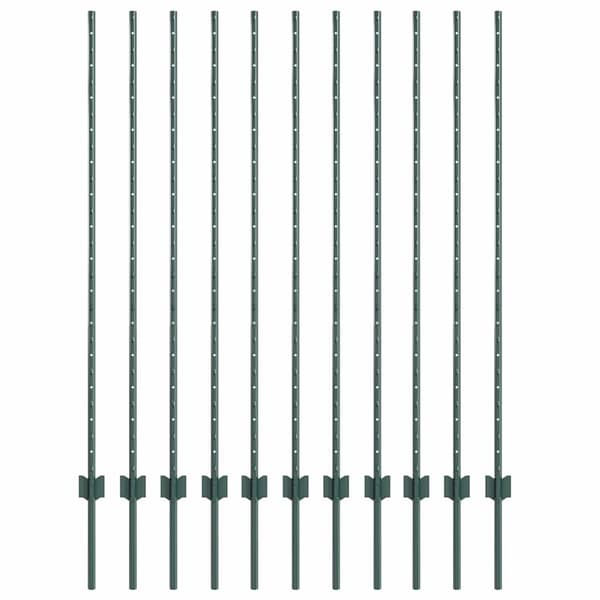 Stängselstolpe 11 pcs Grön 140 cm Stål