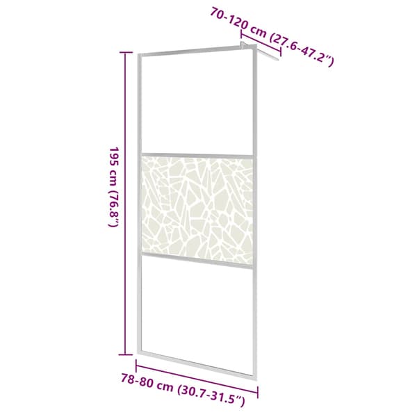 Duschvägg med ESG-glas stendesign 80x195 cm