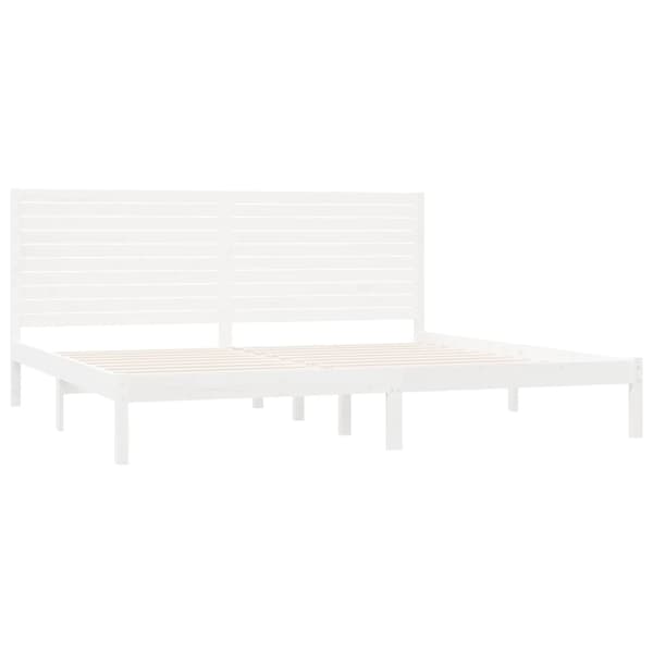 Sängram vit massivt trä 200x200 cm