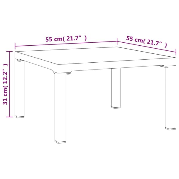 Loungebord grå 55x55x31 cm DPC och stål