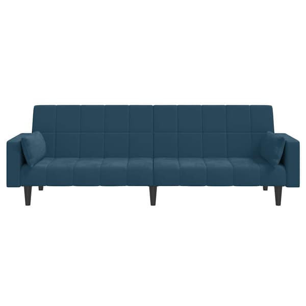 Bäddsoffa 2-sits med två kuddar blå sammet