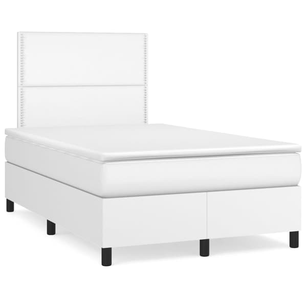 Ramsäng med madrass vit 120x200 cm konstläder