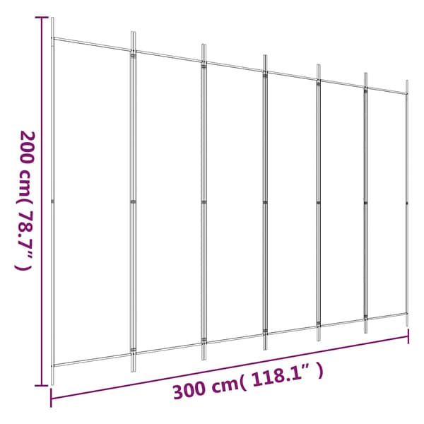 Rumsavdelare 6 paneler vit 300x200 cm tyg