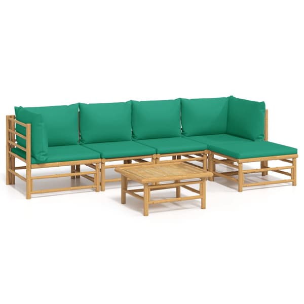 Loungegrupp 6 delar gröna dynor bambu