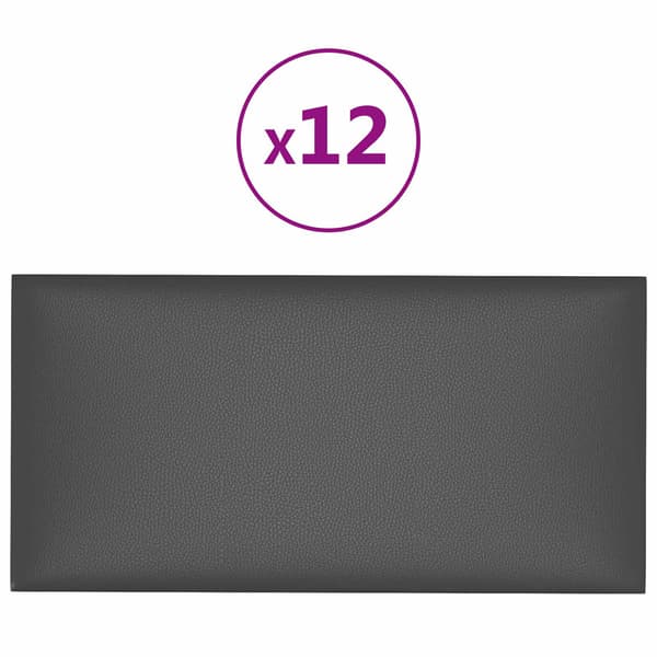 Väggsänggavel 12 pcs Grå 60 x 30 cm tyg