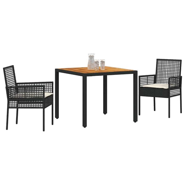 Trädgårdsmöbelset 3 pcs Svart konstrotting