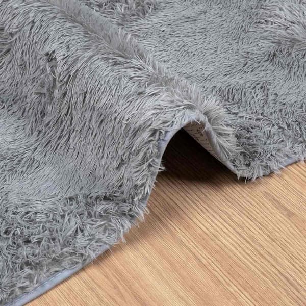 Ryamatta med lång lugg NAVARRA ljusgrå 130x200 cm polyester