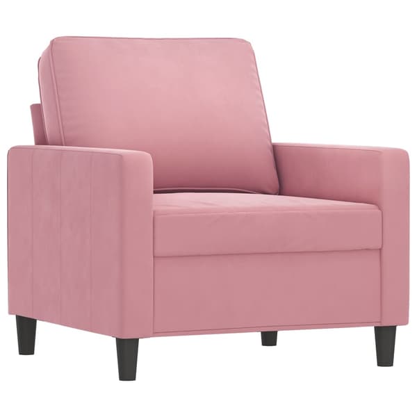 Soffgrupp med dynor 3 delar rosa sammet