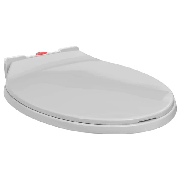 Toalettsits mjuk stängning snabbfäste ljusgrå oval