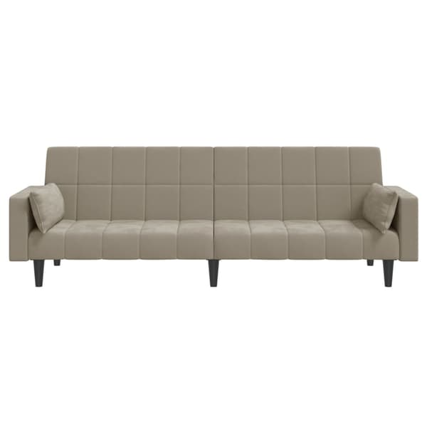 Bäddsoffa 2-sits med två kuddar ljusgrå sammet